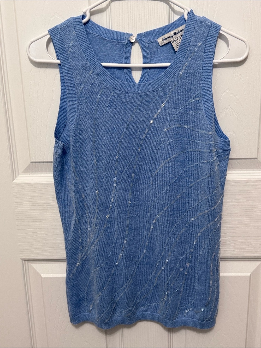 Tommy Bahama Sleeveless Sequin Knit Sweater Tank XXS Blue